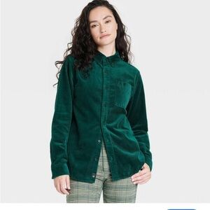 Houston White Adult Corduroy Long Sleeve Button-Down Shirt nwt